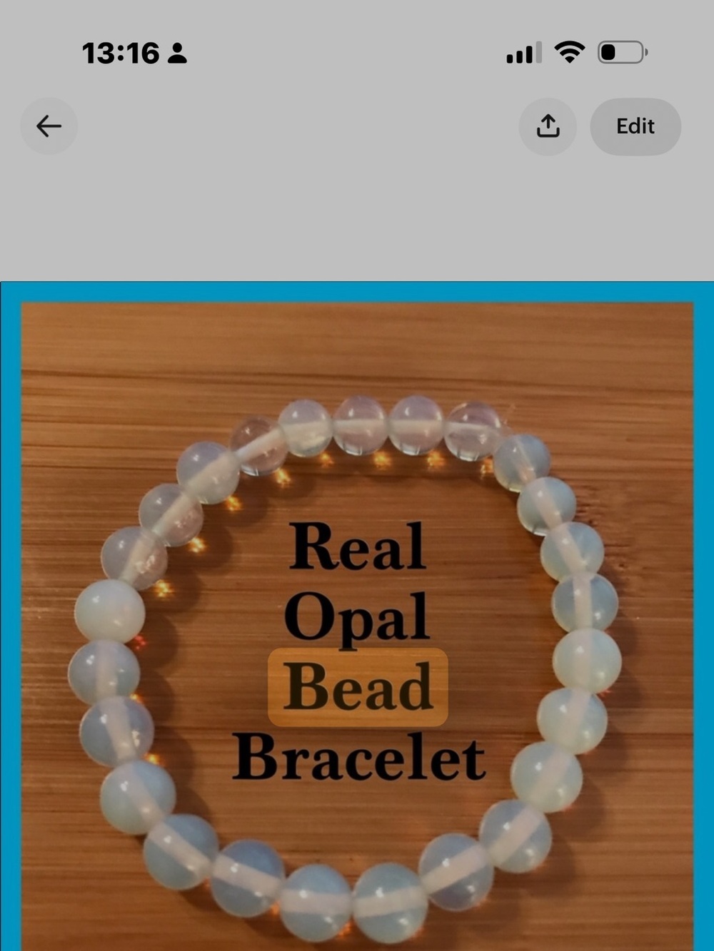 Handmade Opal Bead Bracelet - White Opalescent Gemstone